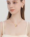 Grape Flower And Stone Enamel Pendant Necklace Handmade Jewelry Gift2