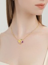 Grape Flower And Stone Enamel Pendant Necklace Handmade Jewelry Gift3