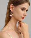 Imitation Gem And Pearl Coin With Portrait Vintage Retro Dangle Earrings