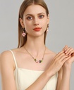 Kingfisher Bird And Lotus Branch Enamel Pendant Necklace Handmade Jewelry Gift2