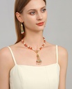 Stone And Pearl T Button Y Shape Necklace1
