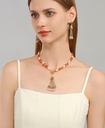 Stone And Pearl T Button Y Shape Necklace3