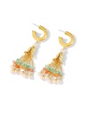 Stone And Pearl Tassel C Shape Stud Earrings Handmade Jewelry Gift1