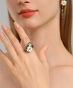 Bird And Flower Enamel Adjustable Ring Handmade Jewelry Gift3