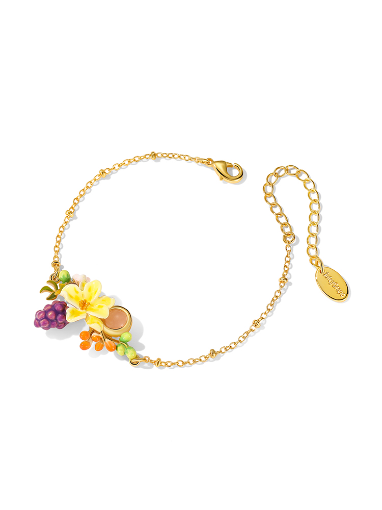 Grape Flower Blossom Branch Enamel Thin Bracelet Handmade Jewelry Gift1