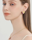 Grape Flower Blossom And Stone Enamel Stud Earrings Handmade Jewelry Gift2