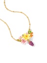 Grape And Flower Blossom Enamel Pendant Necklace Handmade Jewelry Gift1