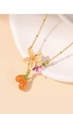 Pear Fruit Flower Enamel Pendant Necklace Handmade Jewelry Gift4