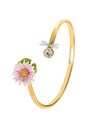 Lotus Flower With Dragonfly Crystal Enamel Cuff Bracelet Jewelry Gift1
