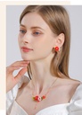 Pink Red Flower Enamel Tassel Stud Earrings Handmade Jewelry Gift2