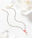 Pink Flower Enamel Pendant Necklace Handmade Jewelry Gift1