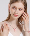 Pink Flower Enamel Pendant Necklace Handmade Jewelry Gift3