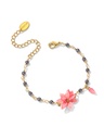 Pink Flower Enamel Bead Strand Bracelet Handmade Jewelry Gift1