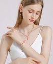 Pink Flower Enamel Bead Strand Bracelet Handmade Jewelry Gift3
