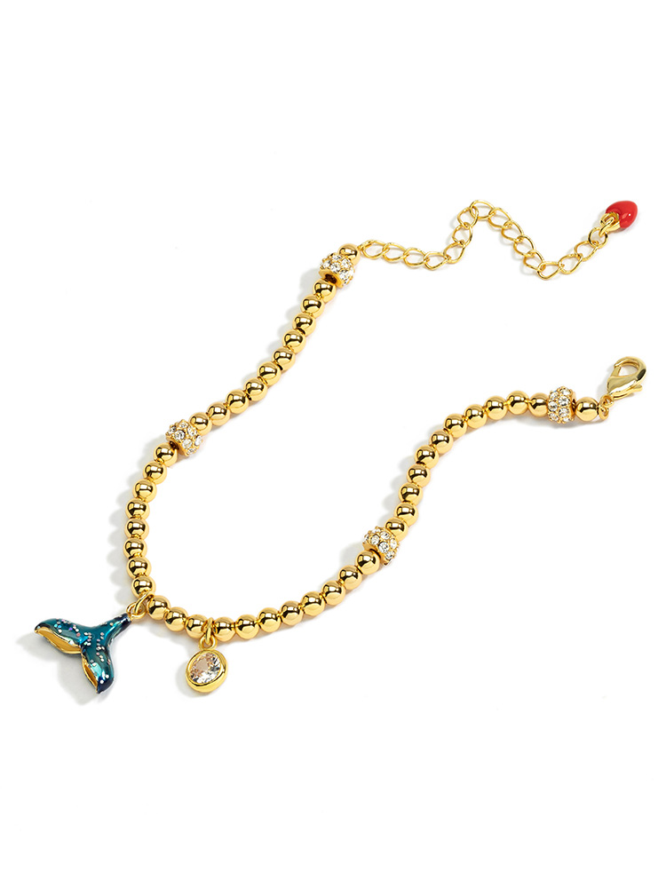 Mermaid Fish Tail Enamel Bead Strand Bracelet Handmade Jewelry Gift1