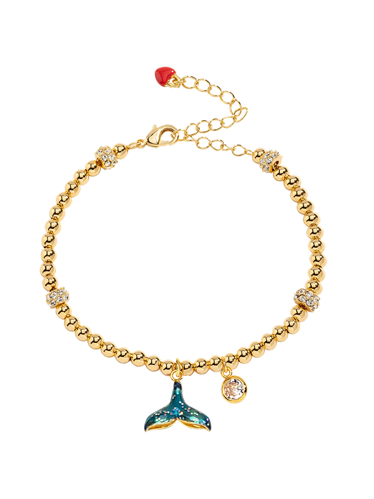 Mermaid Fish Tail Enamel Bead Strand Bracelet Handmade Jewelry Gift4