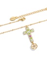 Cross And Flower Enamel Pendant Necklace Handmade Jewelry Gift1