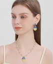 Starry Night Zircon Enamel Dangle Earrings Handmade Jewelry Gift3