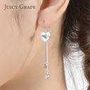 Enamel Glazed Bee Heart-shaped Shell Tassel Inlaid Zircon Hook Earrings