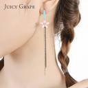 Enamel Glazed Bee Heart-shaped Shell Tassel Inlaid Zircon Hook Earrings