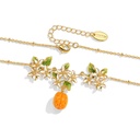 Flower Blossom With Fruit Apricot Enamel Pendant Necklace2