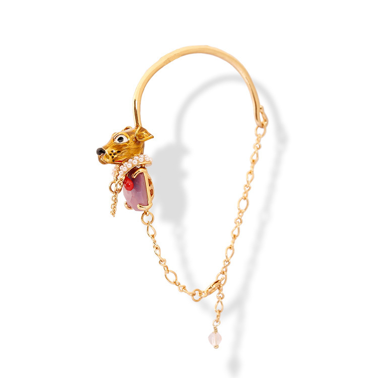 Enamel Glazed Big Eyes Spider Tassel Clavicle Chain Necklace 18K Gold Plated