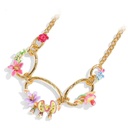 Colorful Flowers Enamel Pendant Necklace2