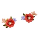 Enamel Glazed Cannibal Plant Flying Insect Natural Colorful Turquoise Earrings Clip Stud