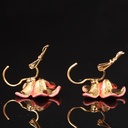 Enamel Glazed Flower Earrings 925 Silver Needle Gold Plated