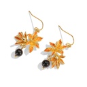 Orange Blossom Flower With Black Agate Enamel Hook Earrings1