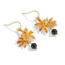 Orange Blossom Flower With Black Agate Enamel Hook Earrings2