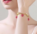 Flower With Raspberry Enamel Charm Chain Bracelet3