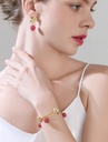 Flower With Raspberry Enamel Charm Chain Bracelet4