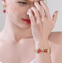 Flower And Raspberry Enamel Bangle Bracelet3