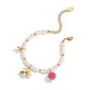 Flower And Raspberry Enamel Pearl Srand Bracelet2