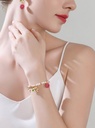 Flower And Raspberry Enamel Pearl Srand Bracelet3