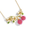 Flower Branch With Raspberry Enamel Pendant Necklace1