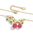 Flower Branch With Raspberry Enamel Pendant Necklace2
