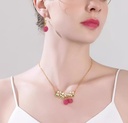 Flower Branch With Raspberry Enamel Pendant Necklace3