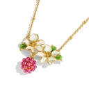 Flower With Raspberry Enamel Pendant Necklace1