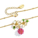 Flower With Raspberry Enamel Pendant Necklace2