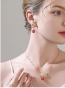 Flower With Raspberry Enamel Pendant Necklace3