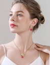 Flower With Raspberry Enamel Pendant Necklace4