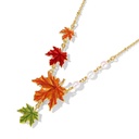 Maple Leaf And Pearl Enamel Pendant Necklace1