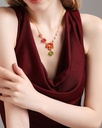 Maple Leaf And Pearl Enamel Pendant Necklace3