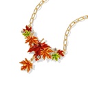 Maple Leaf And Zircon Enamel Pendant Necklace1