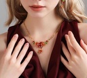 Maple Leaf And Zircon Enamel Pendant Necklace3