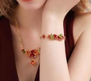 Maple Leaf And Zircon Enamel Chain Bracelet3