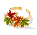 Maple Leaf And Zircon Enamel Adjustable Ring