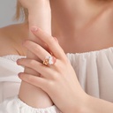 Cute Rabbit Bunny With Stone And Flower Enamel Adjustable Ring4